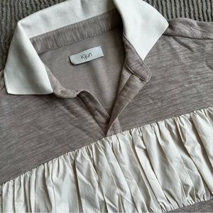 KIJUN VIA SSENSE OVERSIZED POLO KNIT & NYLON TEE